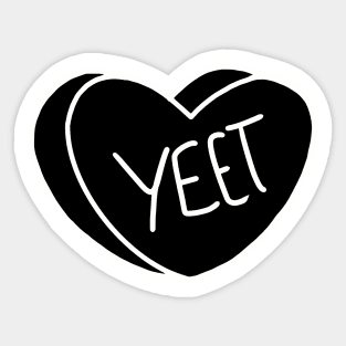 Yeet Black and White Heart Sticker